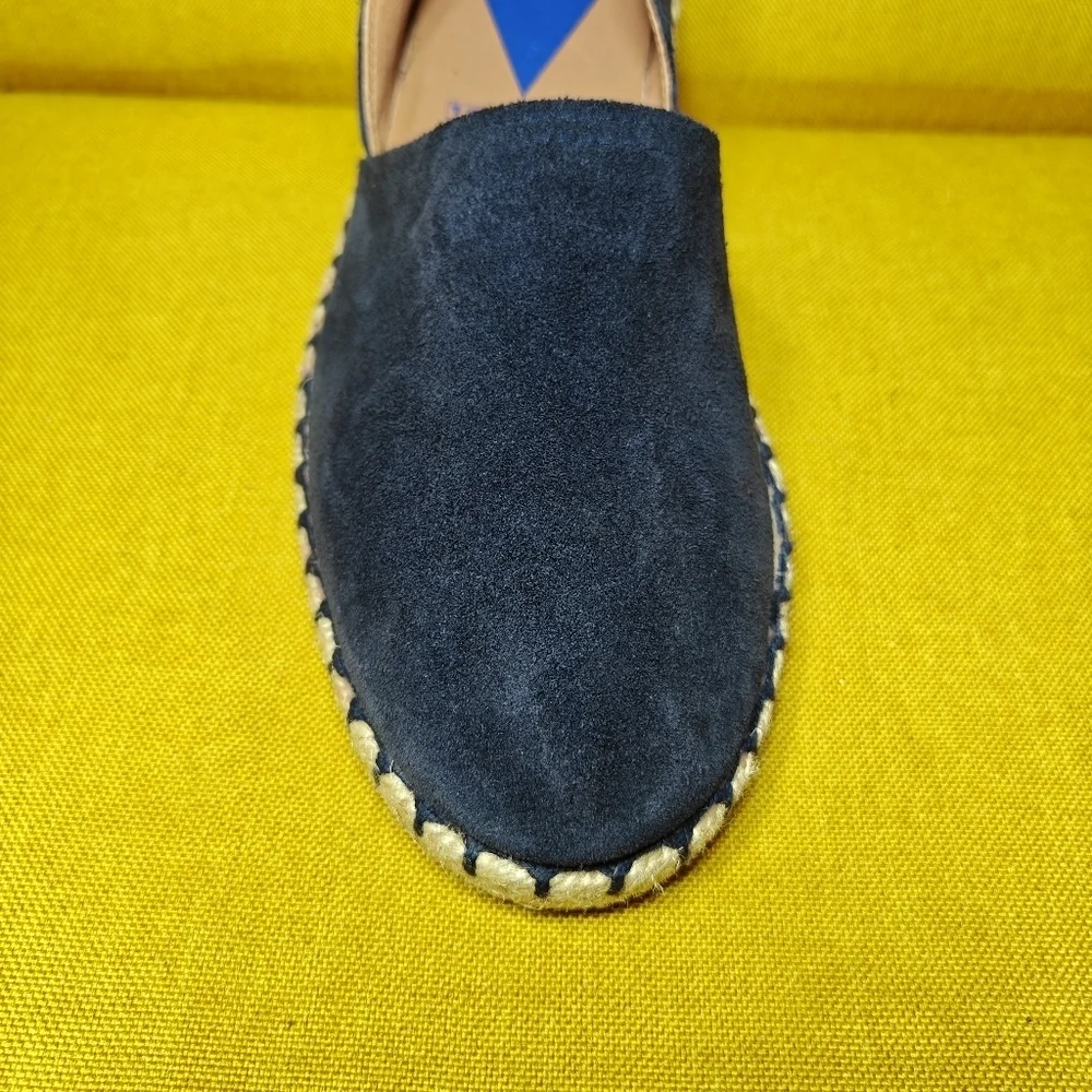 VERBENAS Carmen Serraje Navy Suede Slide-on Spanish Espadrille Mules Shoes Sz 11